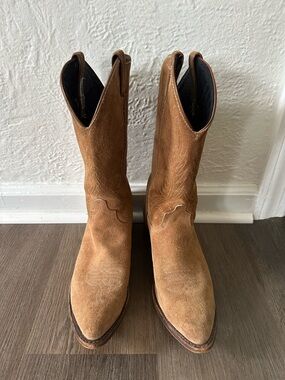 Men's Tan Suede Western Cowboy Boots